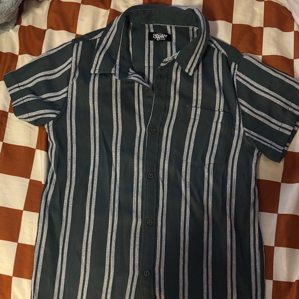 Eighty Eight green and White Striped Button Down Shirt